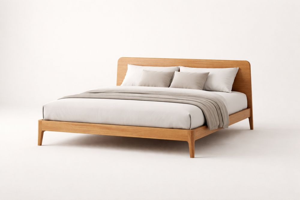 Wood Platform Bed Frame Solid Oak King Size