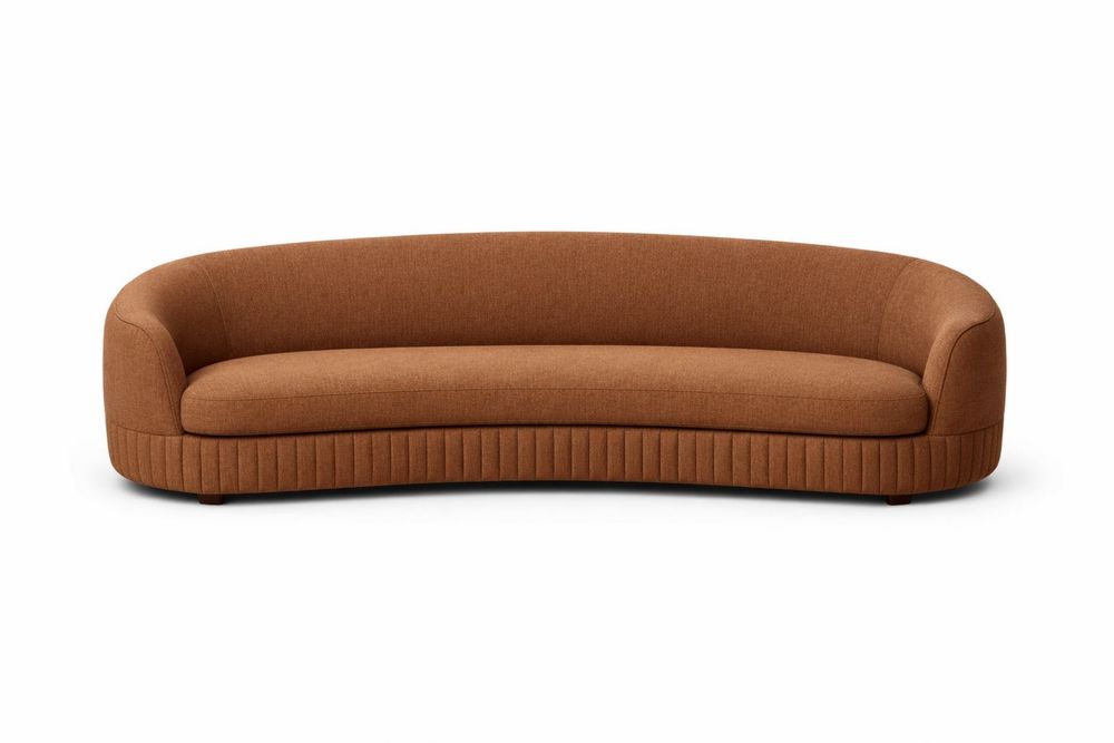 Curved Fabric Sofa Brown