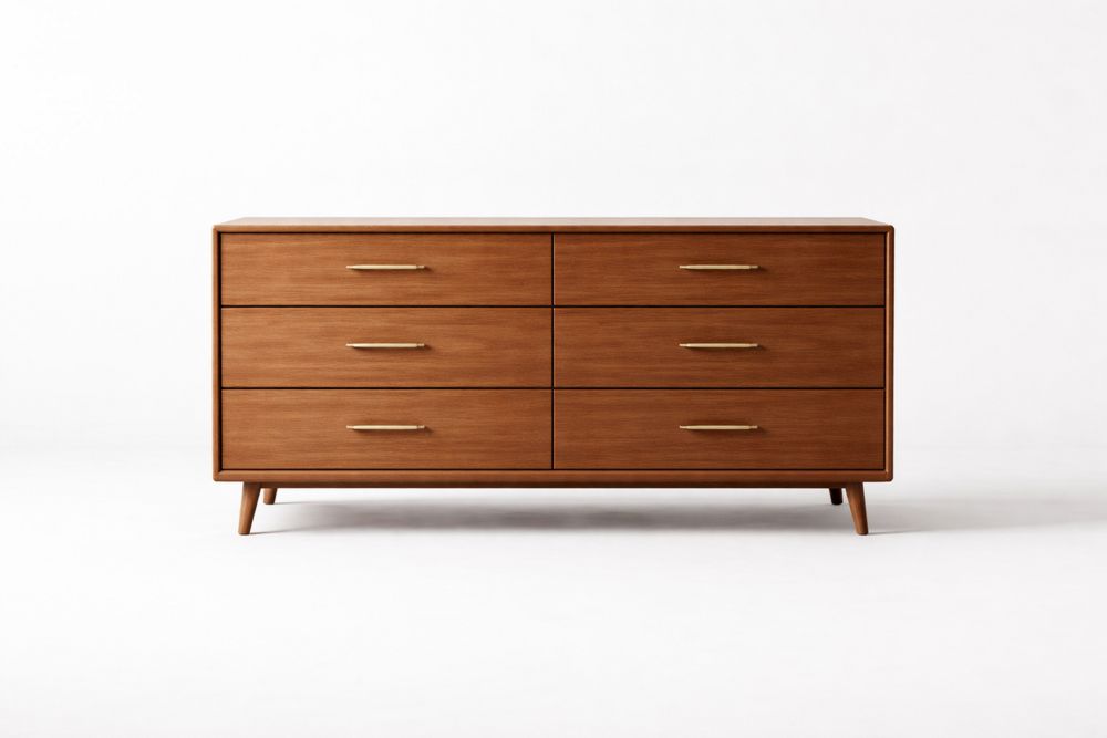 6-Drawer Wooden Dresser with Oak Veneer