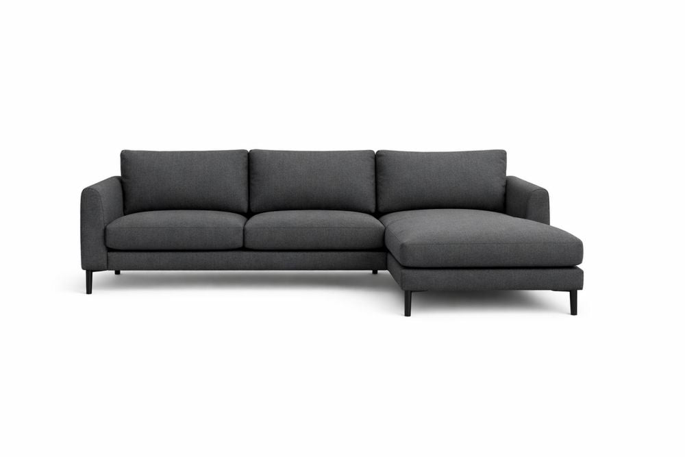 L-Shaped Fabric Sectional Sofa with Chaise Charcoal