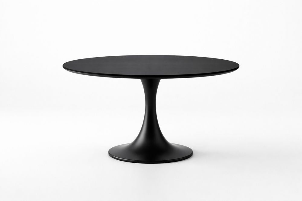Round Black Dining Table Wood Veneer 120 cm Diameter